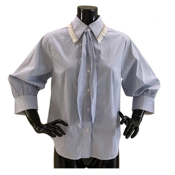 Marcus Lupfer Pinstripe cotton button front shirt - Picture 1 of 7